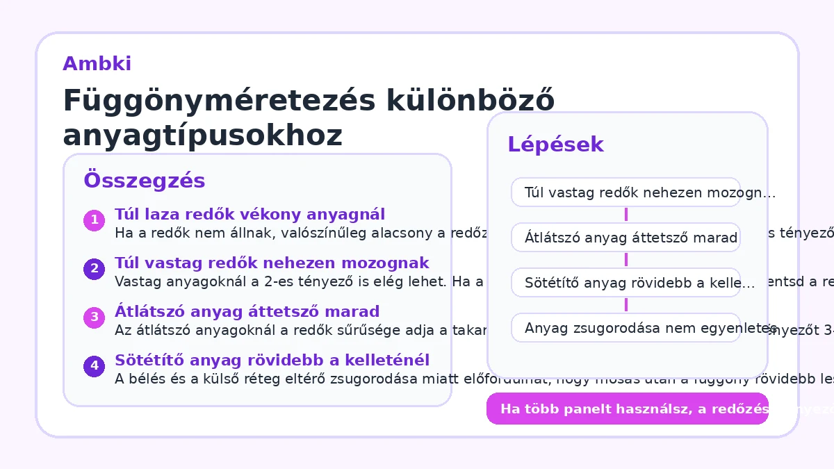 Függönyméretezés különböző anyagtípusokhoz